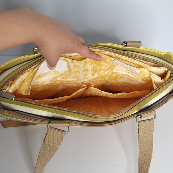 Large Laptop Bag Triple Compartment Multicoloured Neutral Stripes - Picture 9 of 16